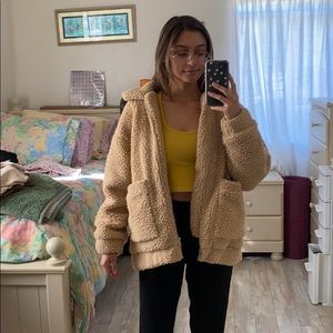 I.AM.GIA oversized beige teddy coat